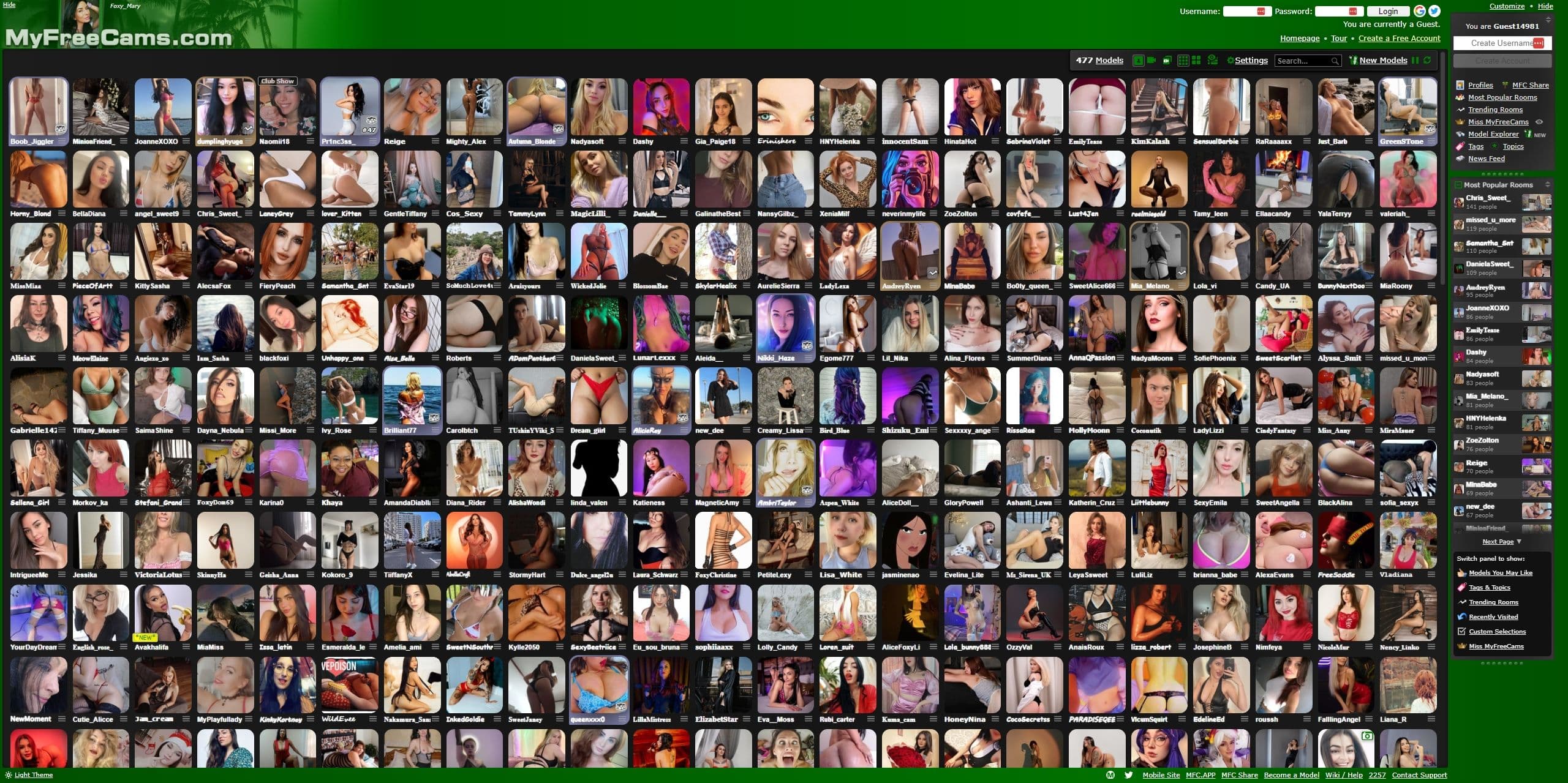 MyFreeCams home page